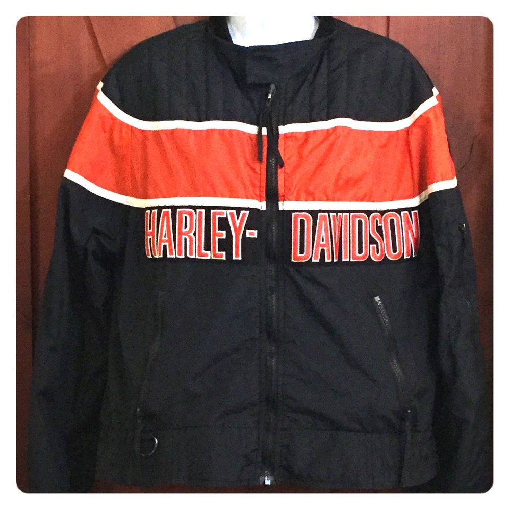 Harley-Davidson Black Jacket with Bold Orange Stripe